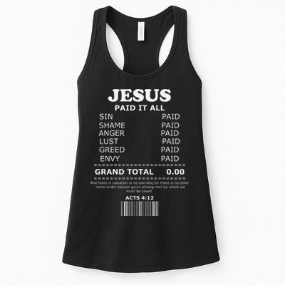 Jesus Paid It All Receipt Womens Tank Top