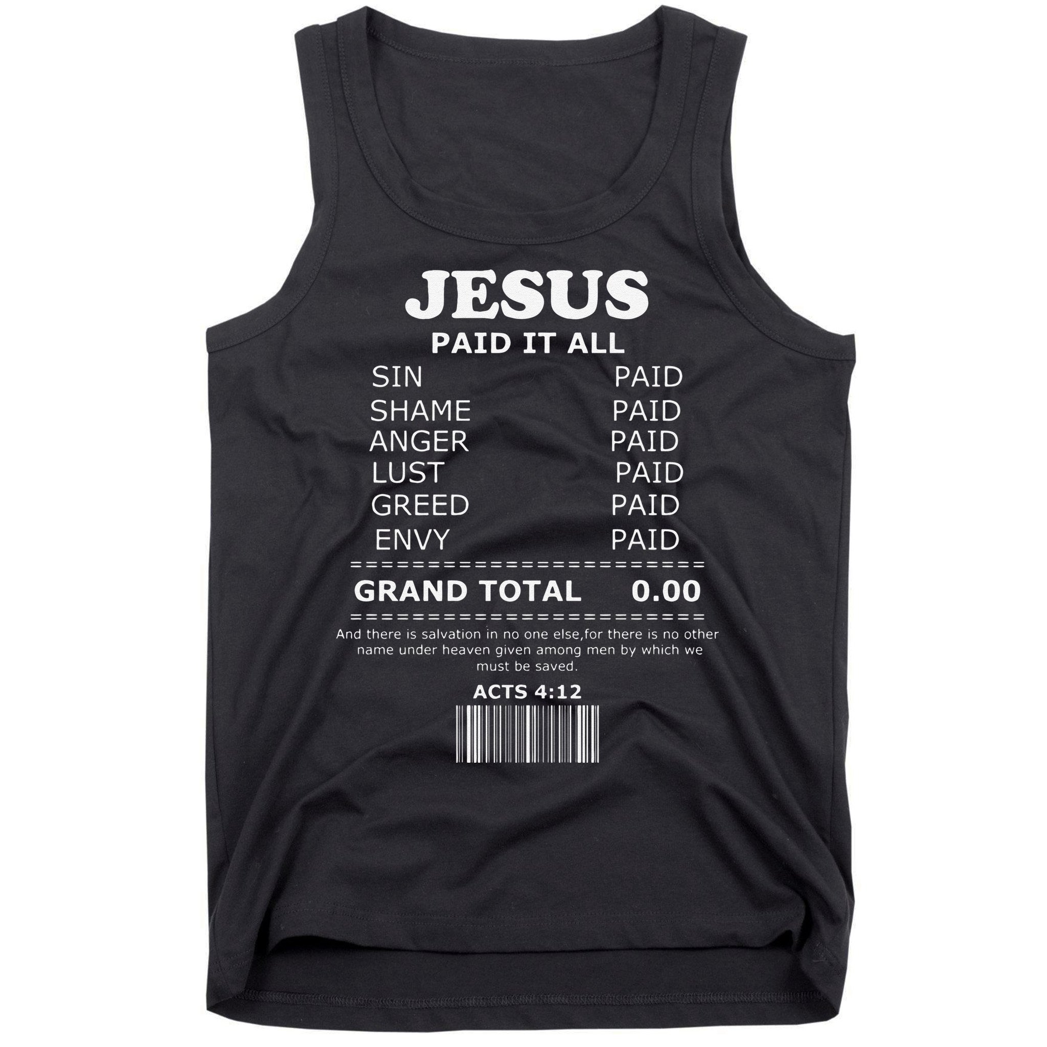 Jesus Paid It All Receipt Tank Top