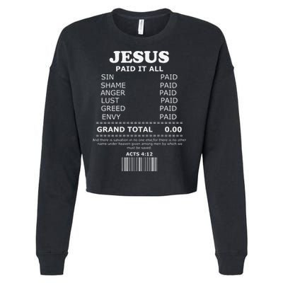 Jesus Paid It All Receipt Cropped Pullover Crew