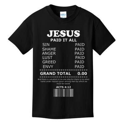 Jesus Paid It All Receipt Kids T-Shirt