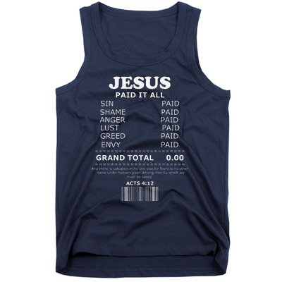 Jesus Paid It All Receipt Tank Top