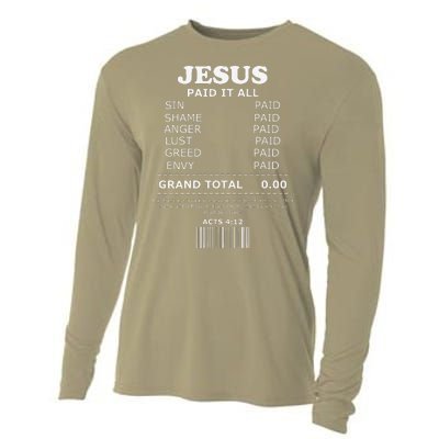 Jesus Paid It All Receipt Cooling Performance Long Sleeve Crew