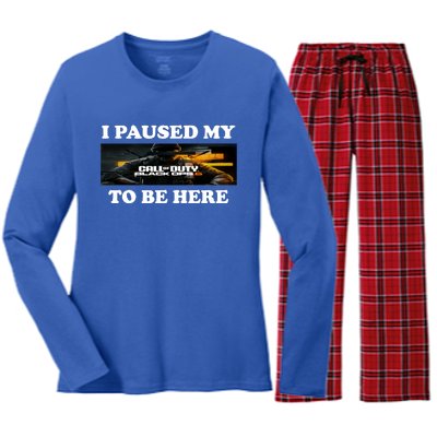 Joe Peeks I Paused My Call Of Duty Black Ops 6 To Be Here Women's Long Sleeve Flannel Pajama Set 