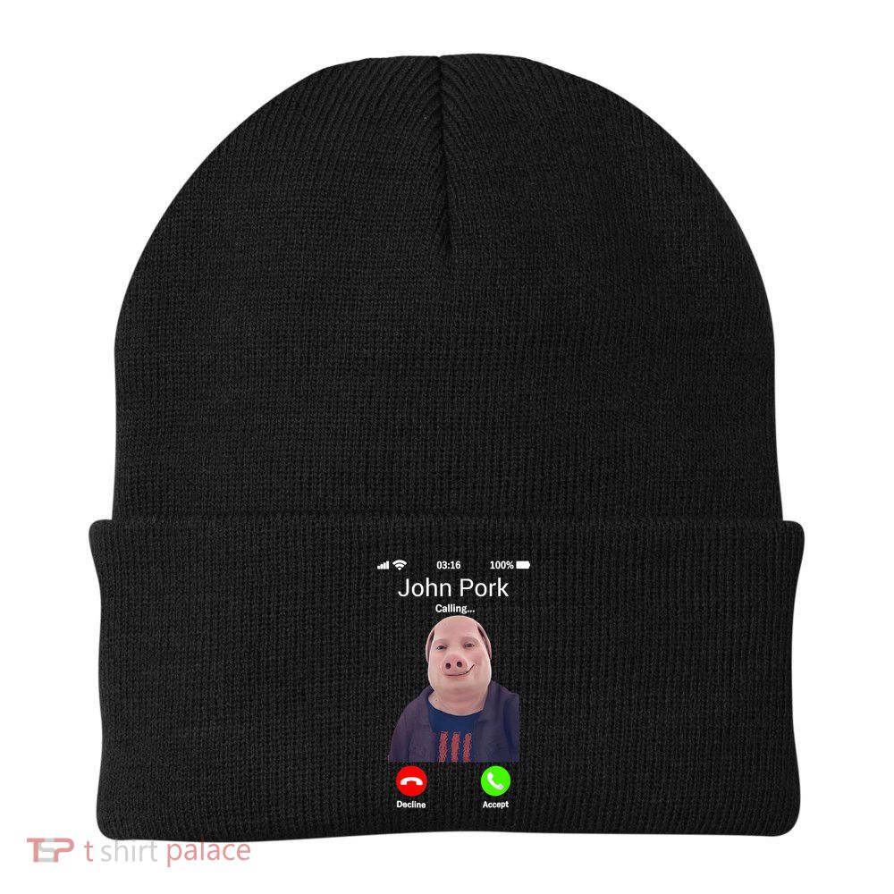 John Pork Is Calling Joke Funny Meme Graphic Knit Cap Winter Beanie