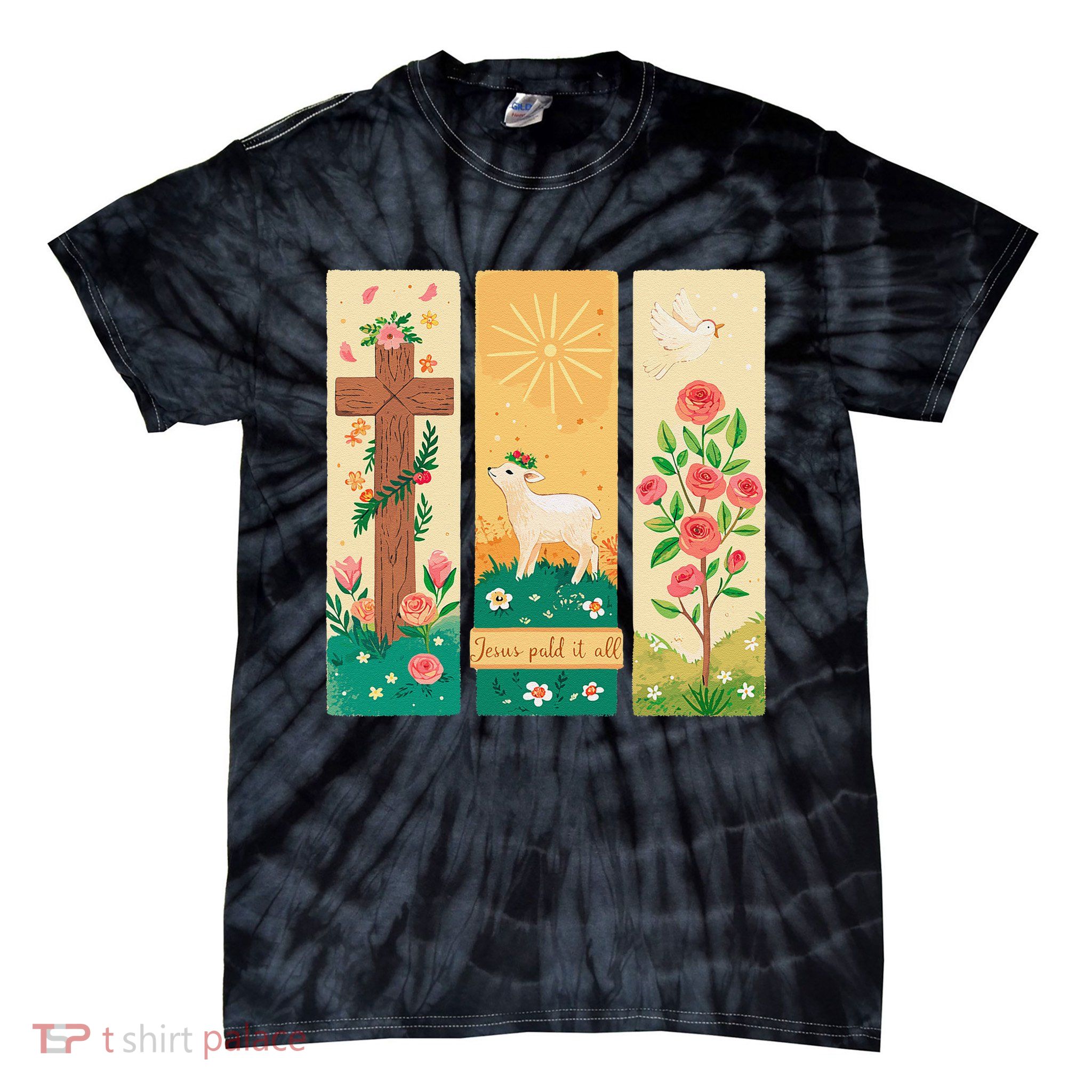 Jesus Paid It All Faith Hope Love Cross Lamb Tie-Dye T-Shirt