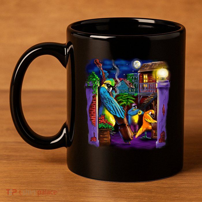 Jazz Parrots 11oz C Handle Ceramic Mug