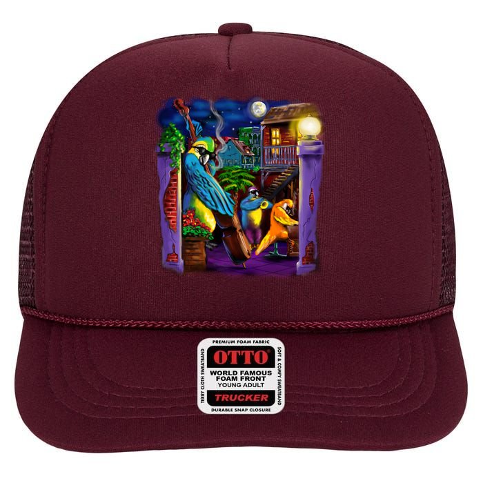 Jazz Parrots High Crown Mesh Back Trucker Hat