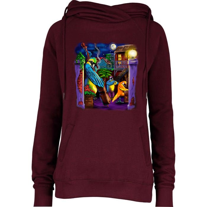 Jazz Parrots Womens Funnel Neck Pullover Hood