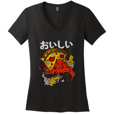Jutsu Pizza Women's V-Neck T-Shirt