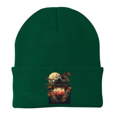 Japanese Pagoda Lantern Japan Art Sakura Blossom Zen Art Knit Cap Winter Beanie