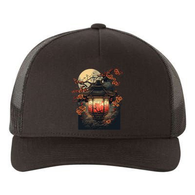 Japanese Pagoda Lantern Japan Art Sakura Blossom Zen Art Yupoong Adult 5-Panel Trucker Hat