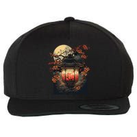 Japanese Pagoda Lantern Japan Art Sakura Blossom Zen Art Wool Snapback Cap