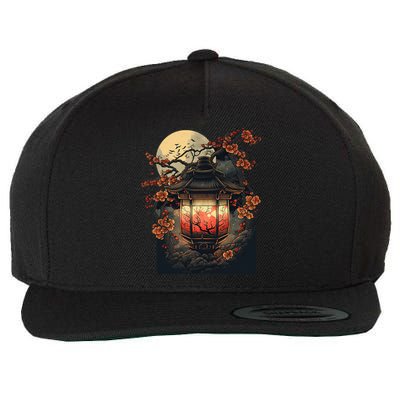 Japanese Pagoda Lantern Japan Art Sakura Blossom Zen Art Wool Snapback Cap