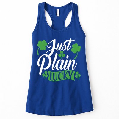 Just Plain Lucky Funny St Patrick's Feeling Lucky Irish Meme Gift Womens Tank Top