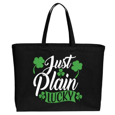 Just Plain Lucky Funny St Patrick's Feeling Lucky Irish Meme Gift Cotton Canvas Jumbo Tote