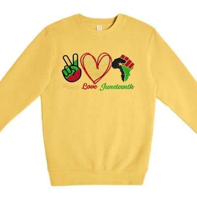 Juneteenth Peace Love Black Black History Month Freedom Day Funny Gift Premium Crewneck Sweatshirt