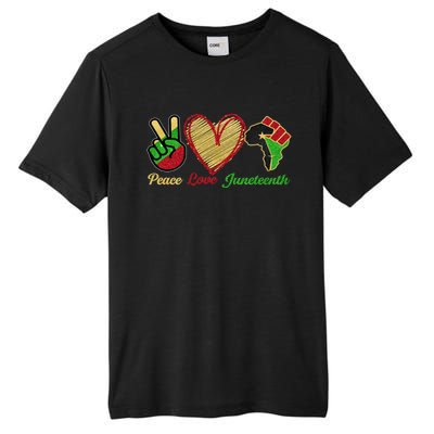 Juneteenth Peace Love Black Black History Month Freedom Day Funny Gift Tall Fusion ChromaSoft Performance T-Shirt