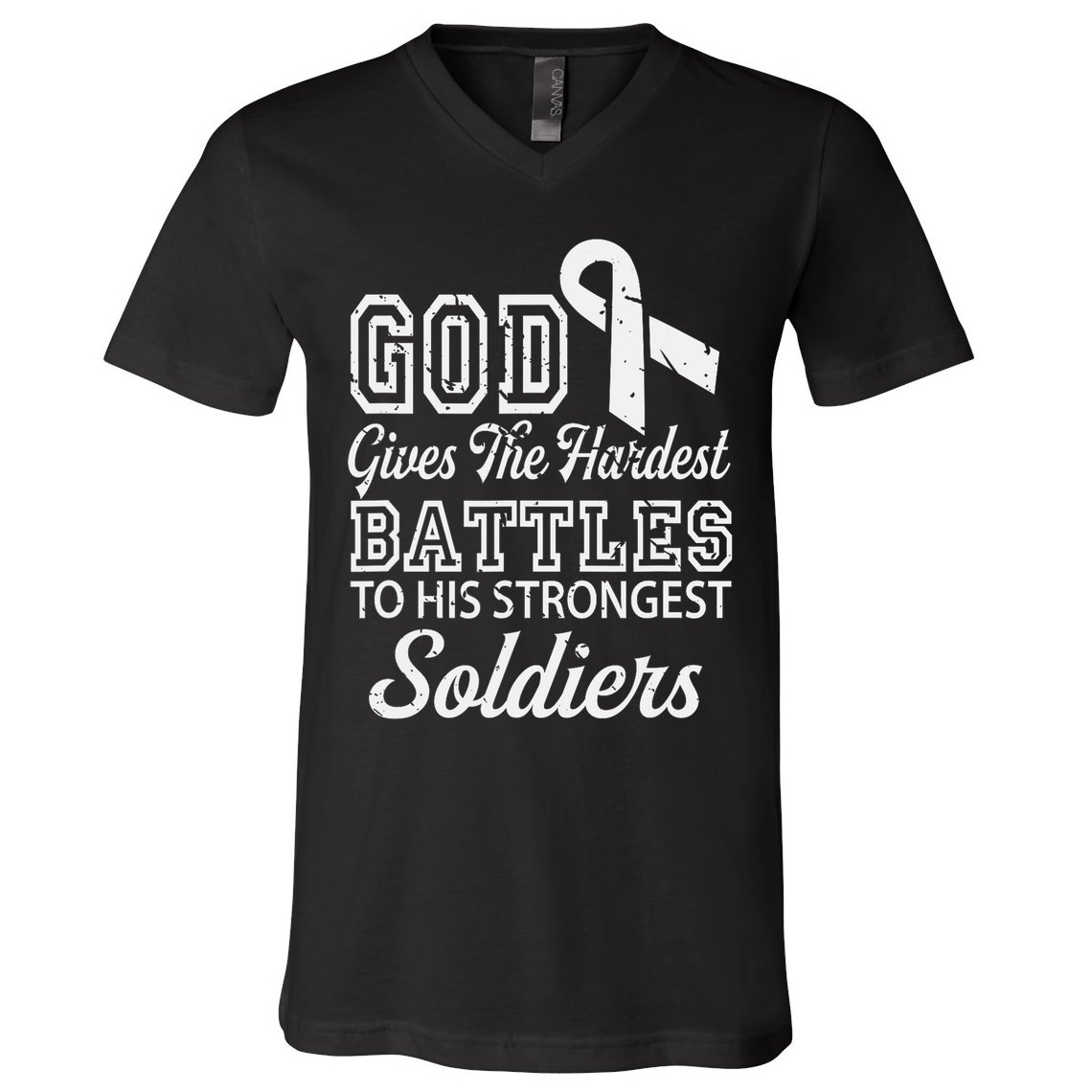 Jesus Prayer Lung Cancer Warrior Gift Lung Cancer Awareness V-Neck T-Shirt