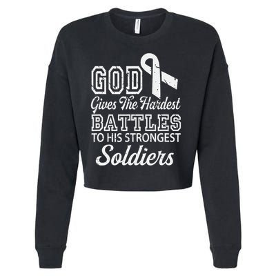 Jesus Prayer Lung Cancer Warrior Gift Lung Cancer Awareness Cropped Pullover Crew