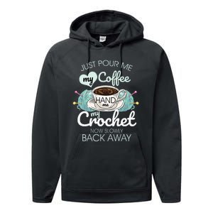 Just Pour Me My Coffee Hand Me My Crochet Performance Fleece Hoodie