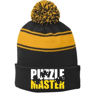 Jigsaw Puzzle Master Stripe Pom Pom Beanie