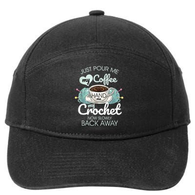 Just Pour Me My Coffee Hand Me My Crochet 7-Panel Snapback Hat