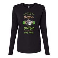 Just Pour Me My Coffee Hand Me My Crochet Crocheting Womens Cotton Relaxed Long Sleeve T-Shirt