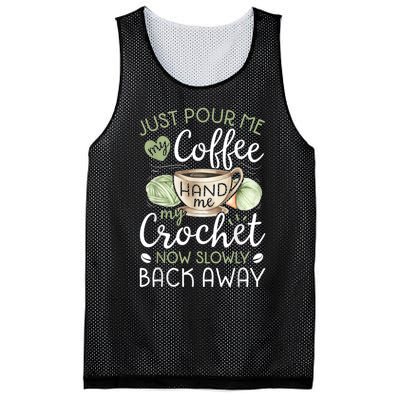 Just Pour Me My Coffee Hand Me My Crochet Funny Crocheting Mesh Reversible Basketball Jersey Tank