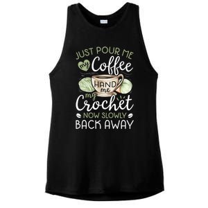 Just Pour Me My Coffee Hand Me My Crochet Funny Crocheting Meaningful Gift Ladies PosiCharge Tri-Blend Wicking Tank