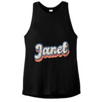 Janet Personalized Name Custom Lettering 70S Ladies PosiCharge Tri-Blend Wicking Tank