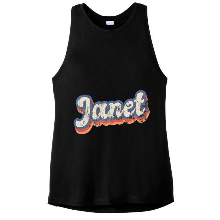 Janet Personalized Name Custom Lettering 70S Ladies PosiCharge Tri-Blend Wicking Tank
