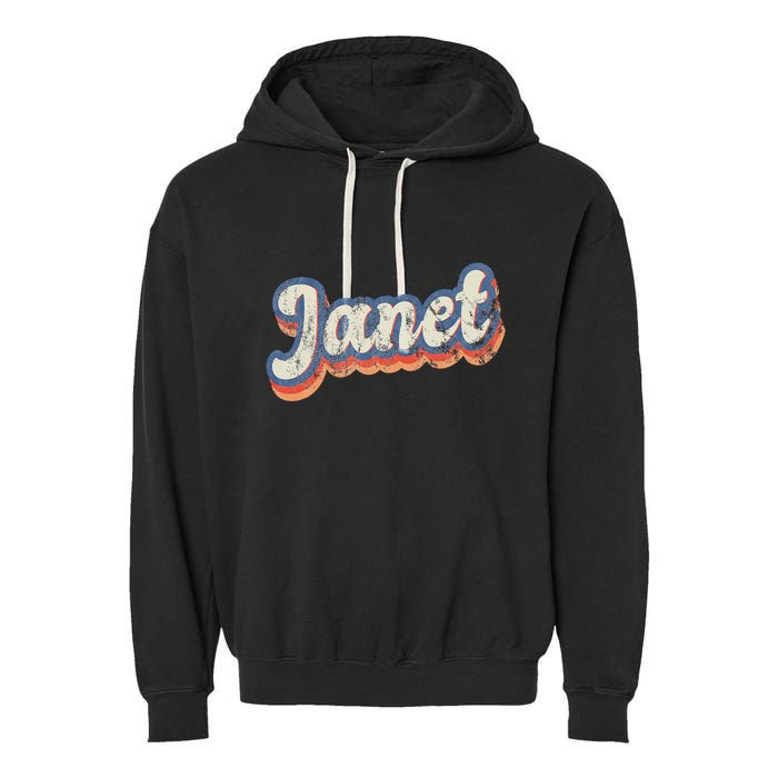 Janet Personalized Name Custom Lettering 70S Garment-Dyed Fleece Hoodie