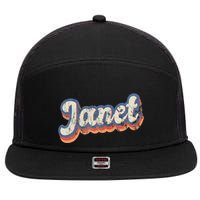 Janet Personalized Name Custom Lettering 70S 7 Panel Mesh Trucker Snapback Hat