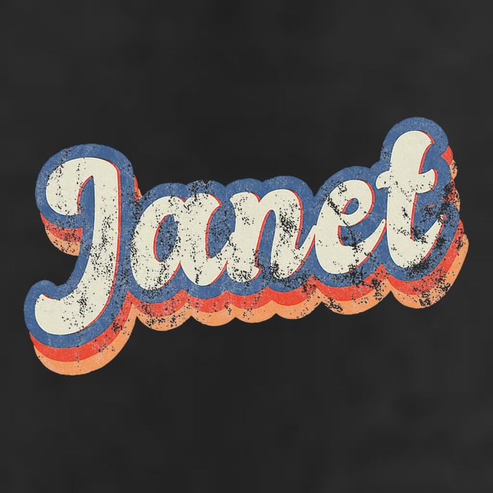 Janet Personalized Name Custom Lettering 70S 7 Panel Mesh Trucker Snapback Hat