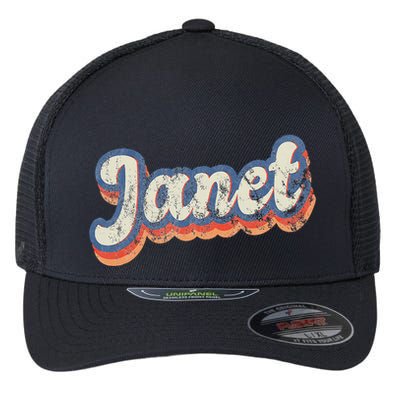 Janet Personalized Name Custom Lettering 70S Flexfit Unipanel Trucker Cap
