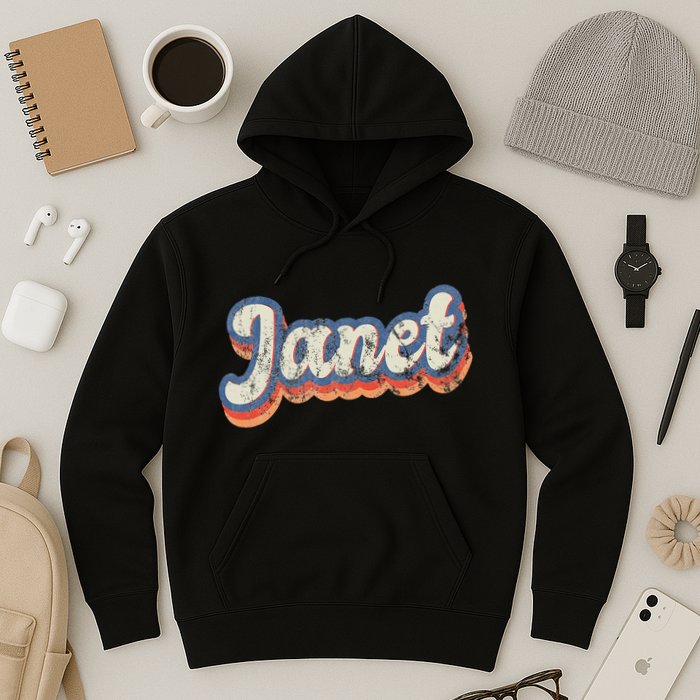 Janet Personalized Name Custom Lettering 70S Hoodie