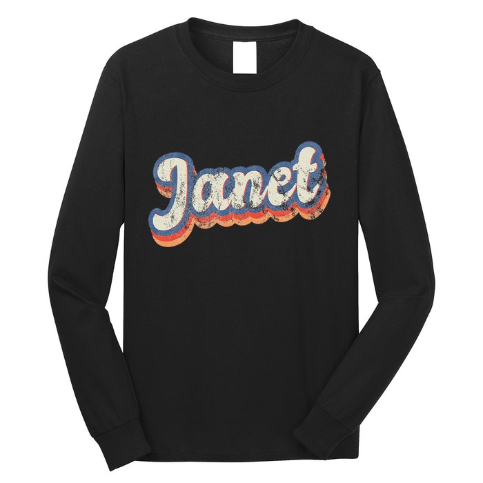 Janet Personalized Name Custom Lettering 70S Long Sleeve Shirt