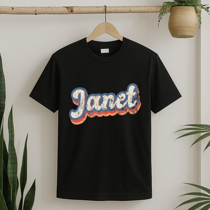 Janet Personalized Name Custom Lettering 70S T-Shirt