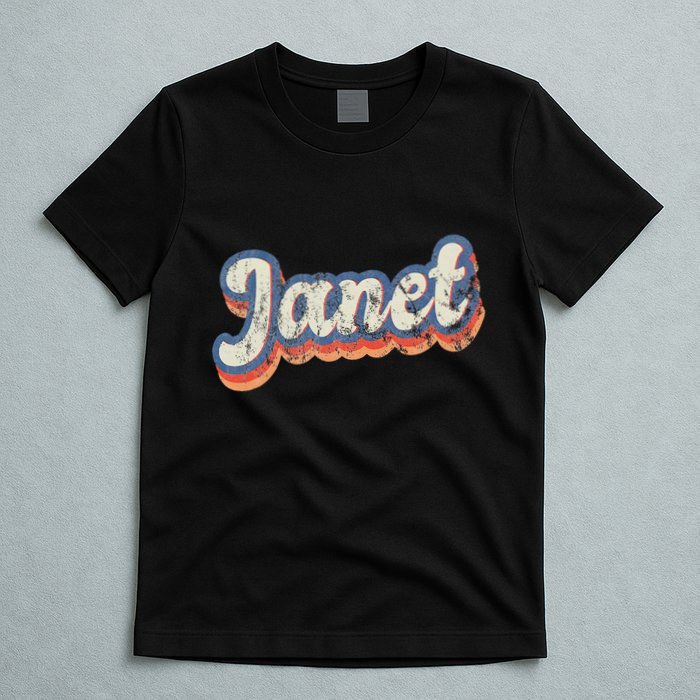 Janet Personalized Name Custom Lettering 70S T-Shirt