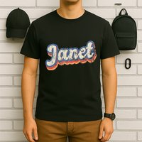 Janet Personalized Name Custom Lettering 70S T-Shirt