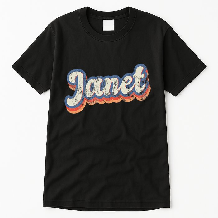 Janet Personalized Name Custom Lettering 70S Tall T-Shirt