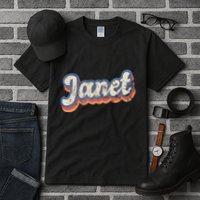 Janet Personalized Name Custom Lettering 70S Tall T-Shirt