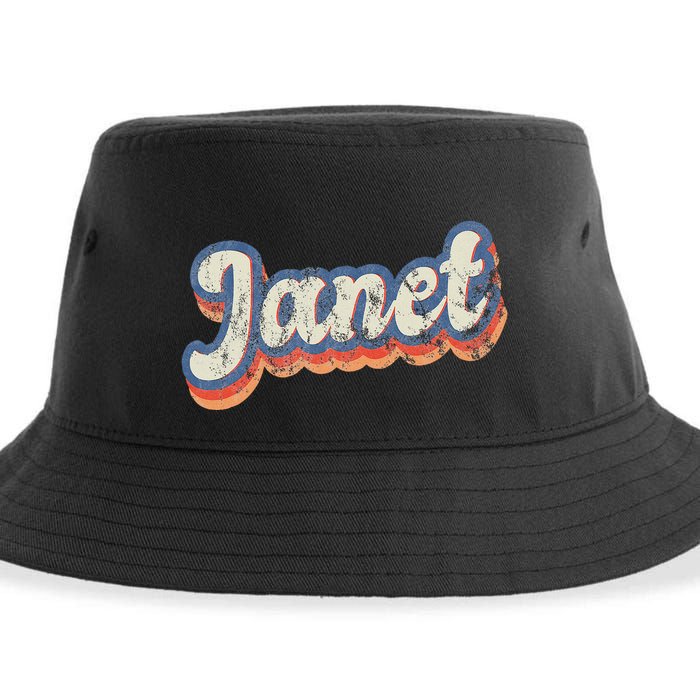 Janet Personalized Name Custom Lettering 70S Sustainable Bucket Hat