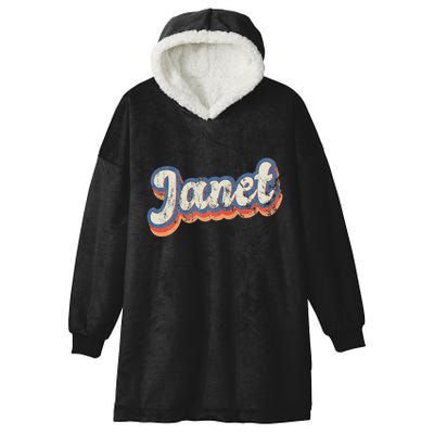 Janet Personalized Name Custom Lettering 70S Hooded Wearable Blanket