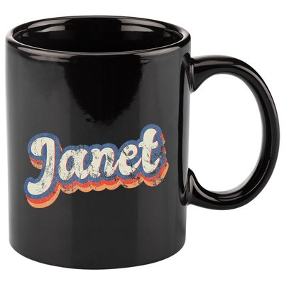 Janet Personalized Name Custom Lettering 70S 11oz C Handle Ceramic Mug