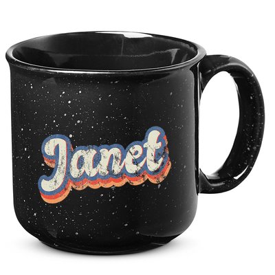 Janet Personalized Name Custom Lettering 70S 15oz Campfire Ceramic Mug