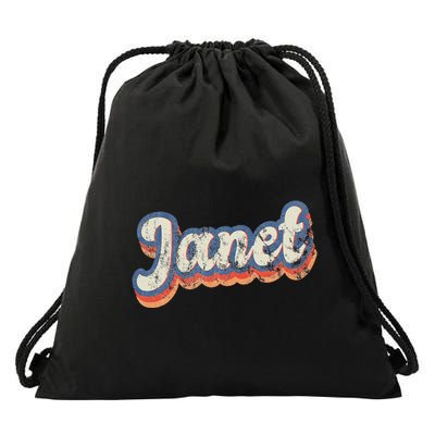 Janet Personalized Name Custom Lettering 70S Drawstring Bag