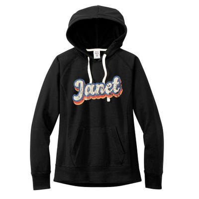 Janet Personalized Name Custom Lettering 70S Women's Fleece Hoodie