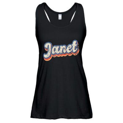 Janet Personalized Name Custom Lettering 70S Ladies Essential Flowy Tank