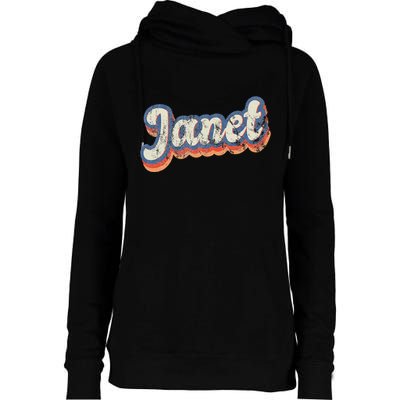 Janet Personalized Name Custom Lettering 70S Womens Funnel Neck Pullover Hood